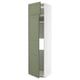 METOD kitchen cabinet, tall, grey-green, wood & foil, rectangular, modern classic design.
