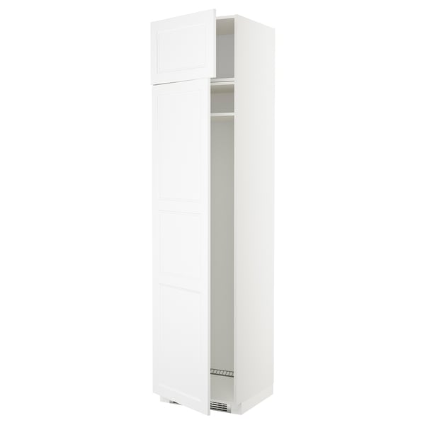White METOD kitchen cabinet with adjustable shelves, sleek modern design.
