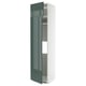 Modern kitchen cabinet, high gloss green, slim rectangular shape, two doors, adjustable shelf.