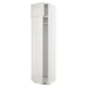 High gloss white METOD cabinet, tall with one open door, modern design, sleek finish.
