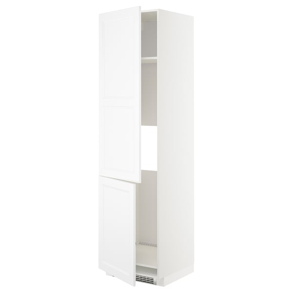 White METOD kitchen cabinet, rectangular, adjustable shelves, two hinged doors, modern design.
