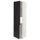 Modern black-white kitchen cabinet with sleek doors and adjustable shelves.