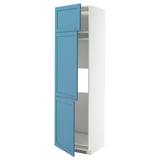 METOD High cab f fridge/freezer w 3 doors, white/Lerhyttan blue, 60x60x220 cm