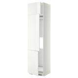 White METOD kitchen cabinet with glossy finish, rectangular shape, and two doors, one adjustable shelf.