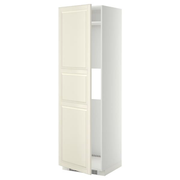 An off-white METOD kitchen cabinet with a classic design and beveled edges, standing upright.