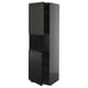 Black METOD kitchen cabinet with beveled edges, tall and rectangular, featuring two doors and adjustable shelves.
