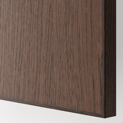 Dark wood-grained cabinet with smooth, polished finish.