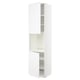 White METOD kitchen cabinet. Tall, rectangular, with open sections, adjustable shelves.