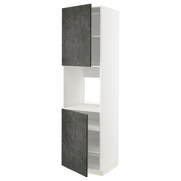 METOD kitchen unit, white & dark grey, modern, two open doors.