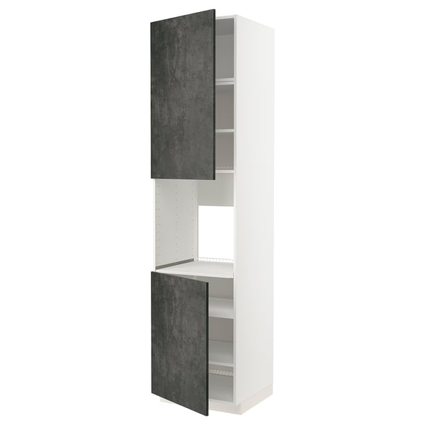 White METOD kitchen cabinet, dark grey doors, rectangular, modern design.
