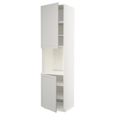 White METOD kitchen cabinet in classic design, adjustable shelves, hinged door, and ventilated shelf.