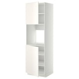 White METOD kitchen cabinet - tall, sleek, rectangular with door and shelves.