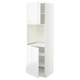 METOD kitchen unit, high gloss white, rectangular, with open shelves and hinged doors.