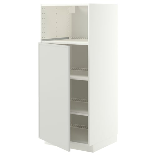 METOD High cabinet f built-in appliances, white/Aspudden light grey, 60x60x140 cm