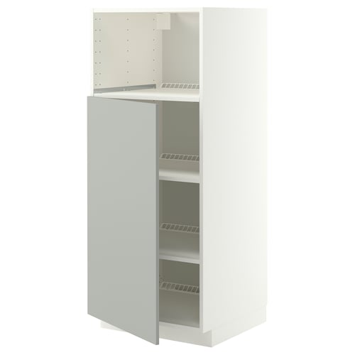 METOD High cabinet f built-in appliances, white/Havstorp light grey, 60x60x140 cm