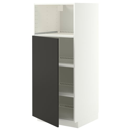 METOD High cabinet f built-in appliances, white/Nickebo matt anthracite, 60x60x140 cm