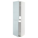 White METOD kitchen cabinet with high-gloss grey-blue doors, two adjustable shelves, square shape.