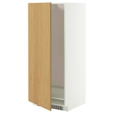 METOD High cabinet for fridge/freezer, white/Sinarp oak veneer, 60x60x140 cm
