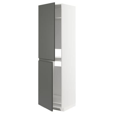 METOD kitchen storage: white and grey cabinets with dark grey doors, slim design.