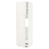White METOD kitchen cabinet with smooth veddinge doors, featuring multiple shelves and adjustable interior space.
