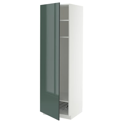 METOD high gloss green cabinet with adjustable shelf and left-side hinge.