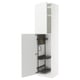 White METOD kitchen cabinet with pull-out organizers, made of particleboard and foil, rectangular shape.