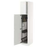 White METOD kitchen cabinet with pull-out organizers.