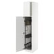 White METOD kitchen cabinet with pull-out organizers.