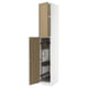 METOD kitchen cabinet, white & oak, tall with pull-out organizers, modern design.