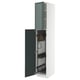 METOD tall kitchen cabinet, high-gloss grey-green, steel hinges, internal organizers.