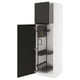 Modern black and white METOD cabinet with pull-out organizers and snap-on hinges.