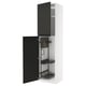 Modern white METOD cabinet with matte black doors, open showing organizer.