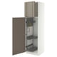 METOD High cabinet with cleaning interior, white/VOXTORP high-gloss dark grey-brown vertical, 60x60x200 cm