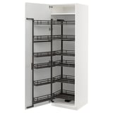 White METOD kitchen cabinet with pull-out shelves.