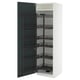 Option: A white METOD kitchen cabinet with a high-gloss grey-green kallarp door, featuring pull-out shelves made of metal.