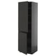 This image shows a modern black upright cabinet with a sleek design and two open shelves from the ikea METOD system.