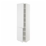 Image shows a white METOD kitchen cabinet with two doors and adjustable shelves.