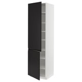 Modern black and white tall cabinet with sleek, matte finish and adjustable shelves.