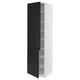 Modern black and white tall cabinet with sleek, matte finish and adjustable shelves.