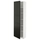White METOD cabinet with black door, three shelves.