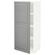 Option: A grey METOD kitchen cabinet with one door open, revealing adjustable shelves.
