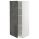 A METOD kitchen cabinet with a dark grey kalhyttan door in a modern urban style. It has three interior shelves and is white in color.