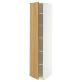 METOD High cabinet with shelves, white/Sinarp oak veneer, 40x60x200 cm