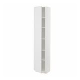 White METOD tall cabinet with three shelves. Modern, minimalist design, made of particleboard and fibreboard.