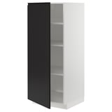 METOD cabinet: tall, white with black door, square shape, modern design, adjustable shelf.
