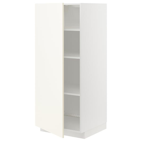 A white ikea METOD kitchen cabinet with a sleek design and adjustable shelf.
