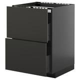 METOD kitchen unit in matt black with two drawers. Modern, sleek design. Square shape, smooth fronts.
