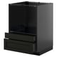 Black METOD kitchen cabinet with dark ash drawers and beveled edges, minimalist design.