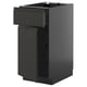 Modern black kitchen cabinet with drawers, sleek design, matte finish, medium size.