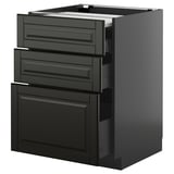 Black modern kitchen unit, sleek design with multiple drawers and a cabinet, part of the METOD system.